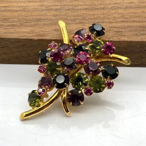 Bright Spring Branch Brooch, Collectible Juliana Style Lapel Pin, Colorful